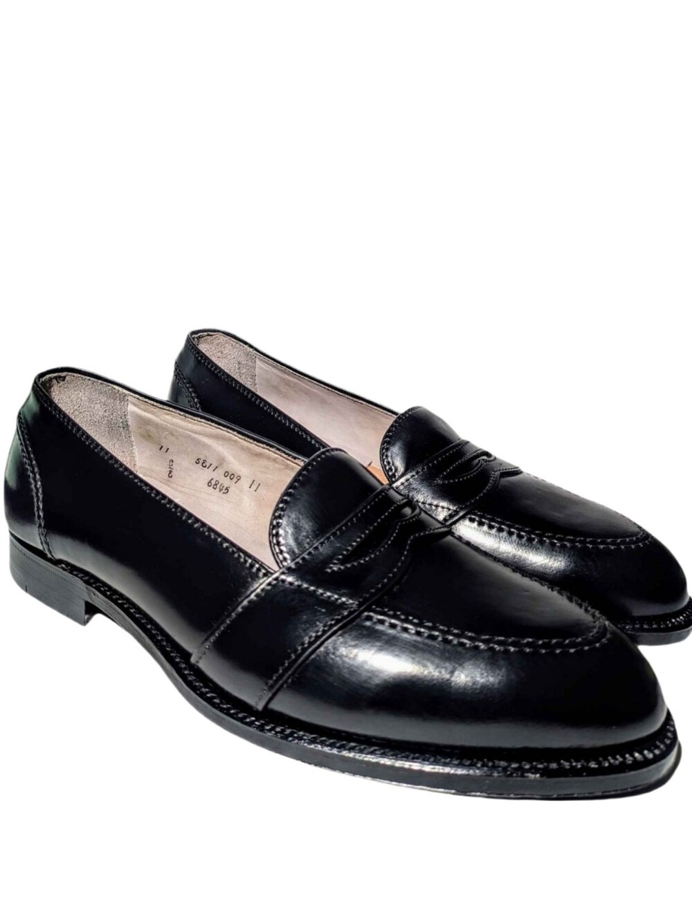 Alden 6845 Full Strap Slip On Loafers Black Horween Shell Cordovan Size 11